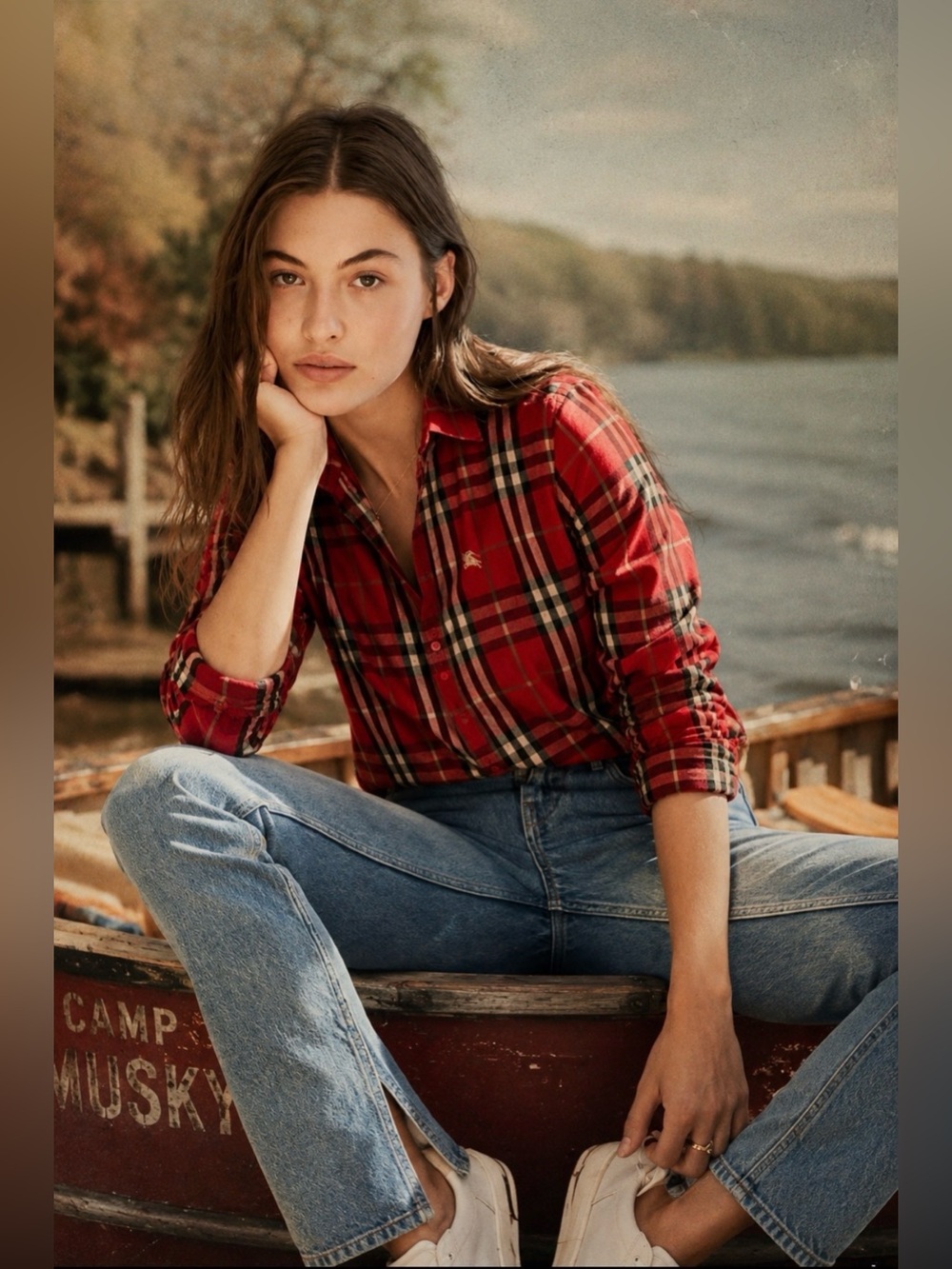 Authentic Burberry Brit Red House Check Button Down Shirt - Size Small